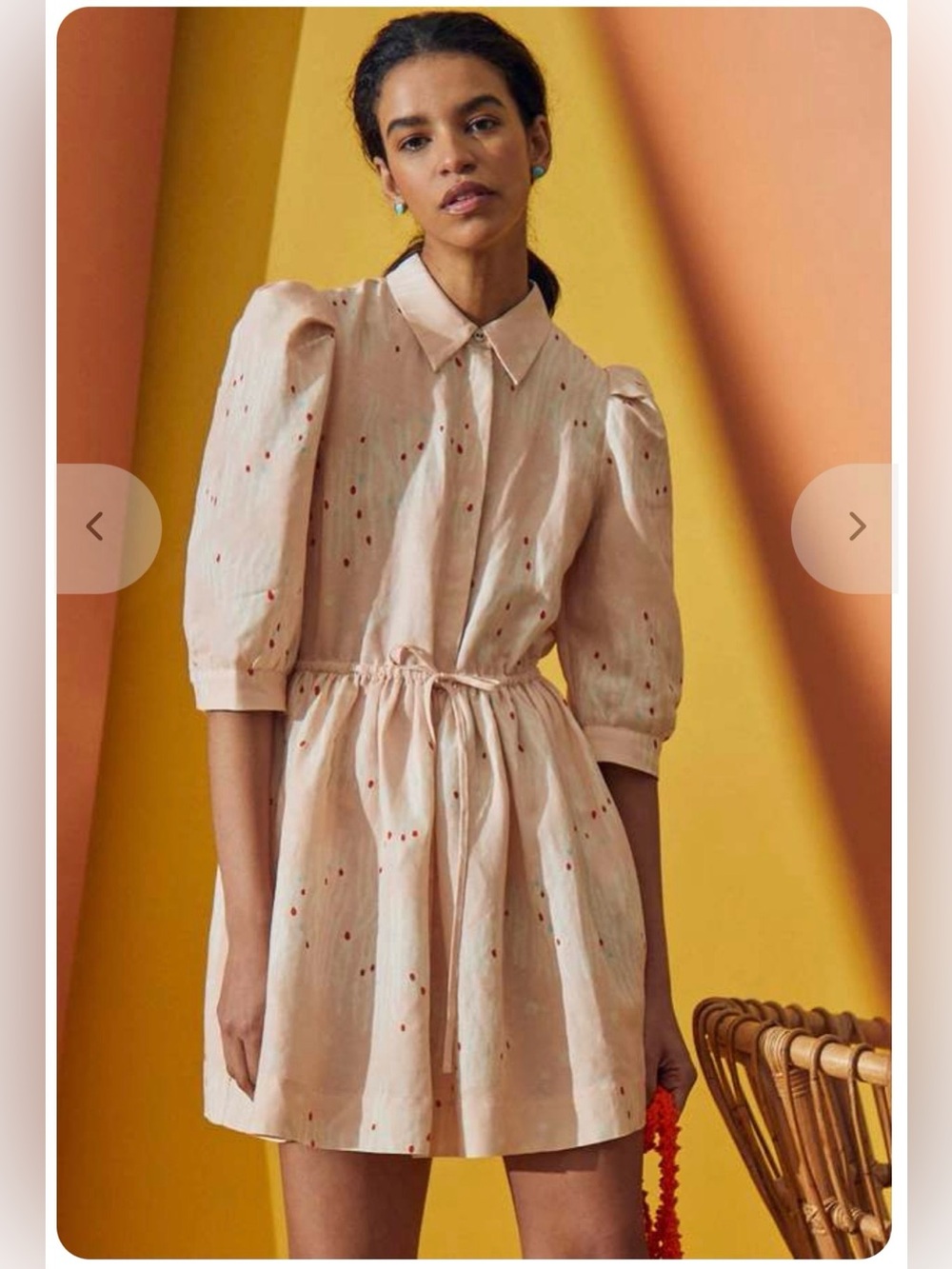 Hunter Bell McCauley Dress Abstract Coral Linen Blend Size S